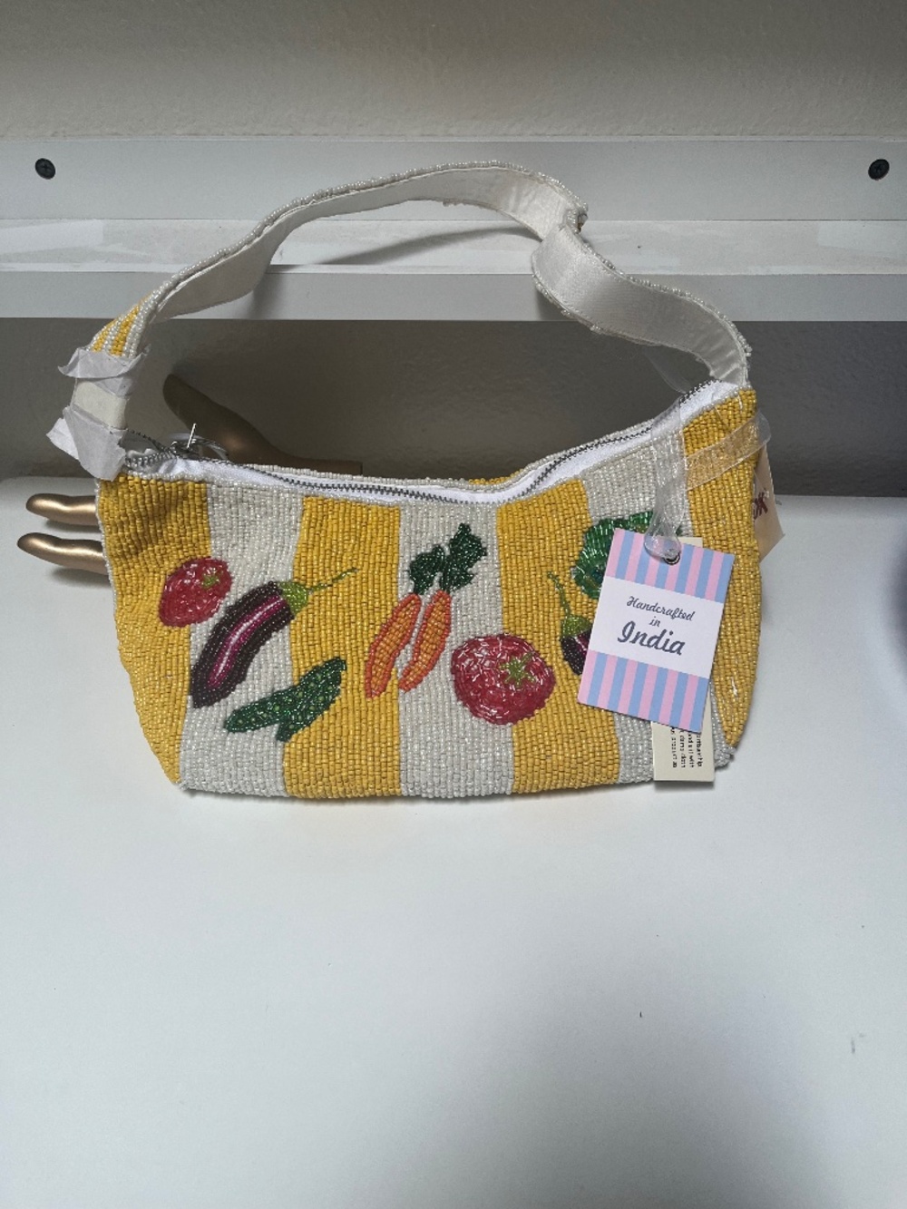 🥕🍅 Handcrafted in India Vegetable Garden Beaded Bag – NWT